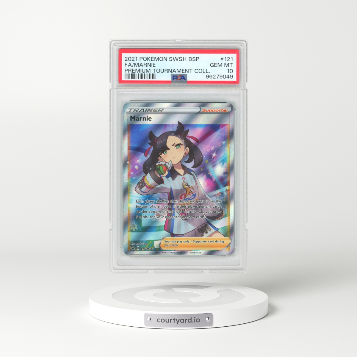2021 Pokémon Swsh Black Star Promo #121 Marnie - Full Art Marnie Premium Tournament Collection (PSA 10 GEM MINT)