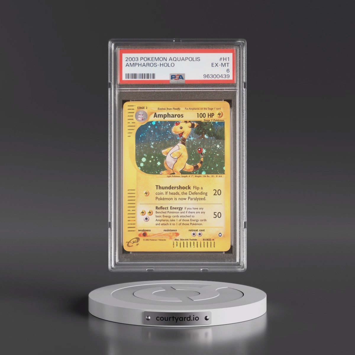 2003 Pokémon Aquapolis #H1 Ampharos - Holo (PSA 6 EX-MT)