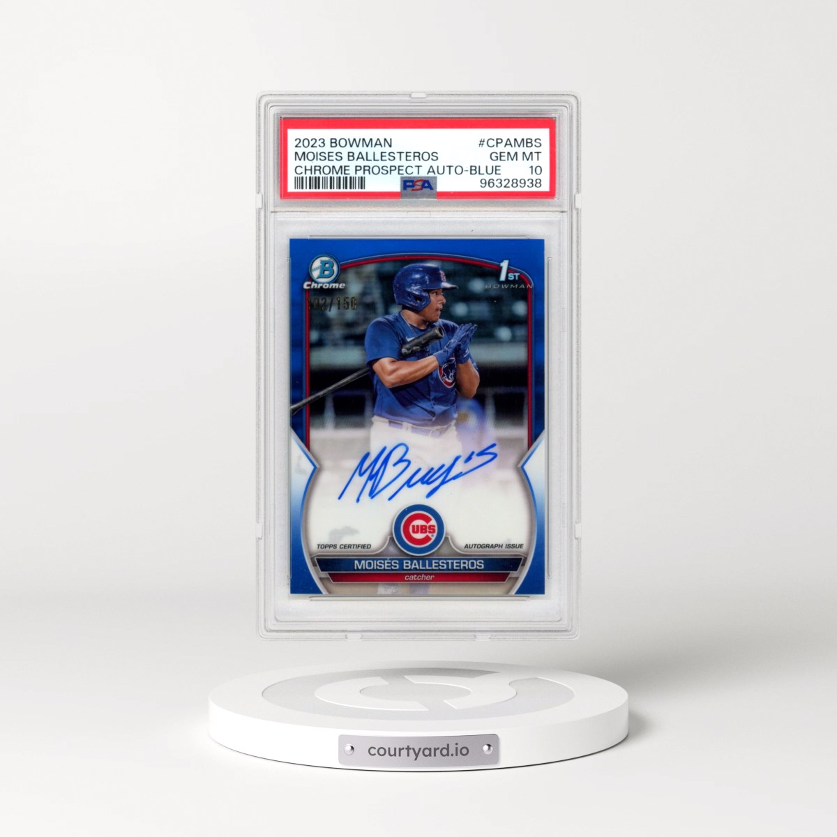 2023 Bowman Chrome Prospect Autographs #CPAMBS Moises Ballesteros - Blue Refractor (PSA 10 GEM MINT)