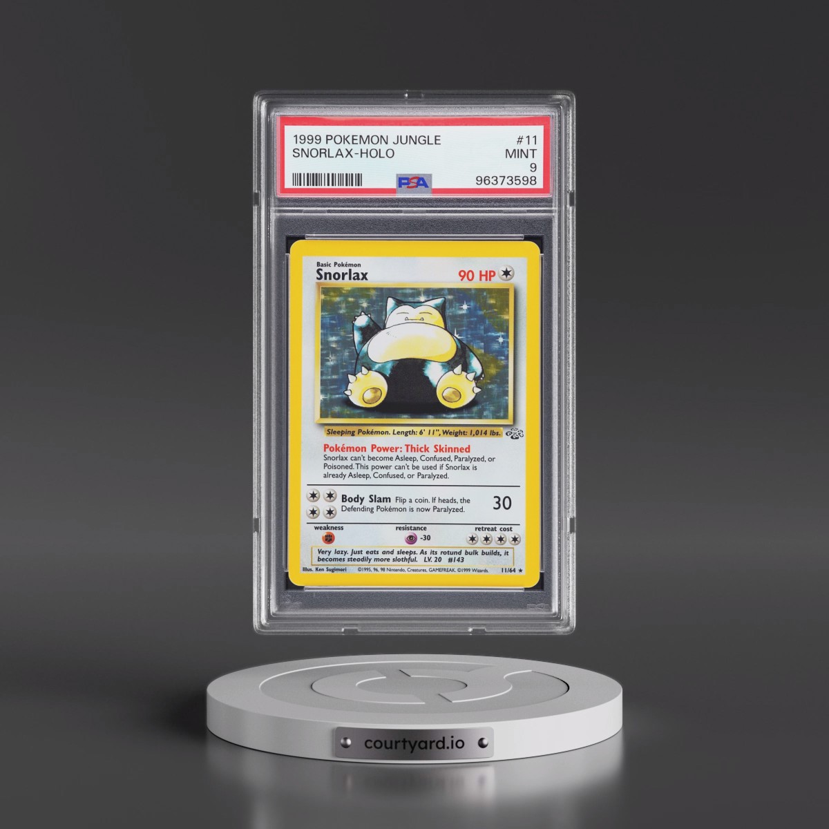 1999 snorlax pokemon card 27/64 PSA 6 Rare Pokmon (Pokemon Jungle 1999) + TitanCards Toploader Toys 1999 Pokmon Jungle 1st Edition