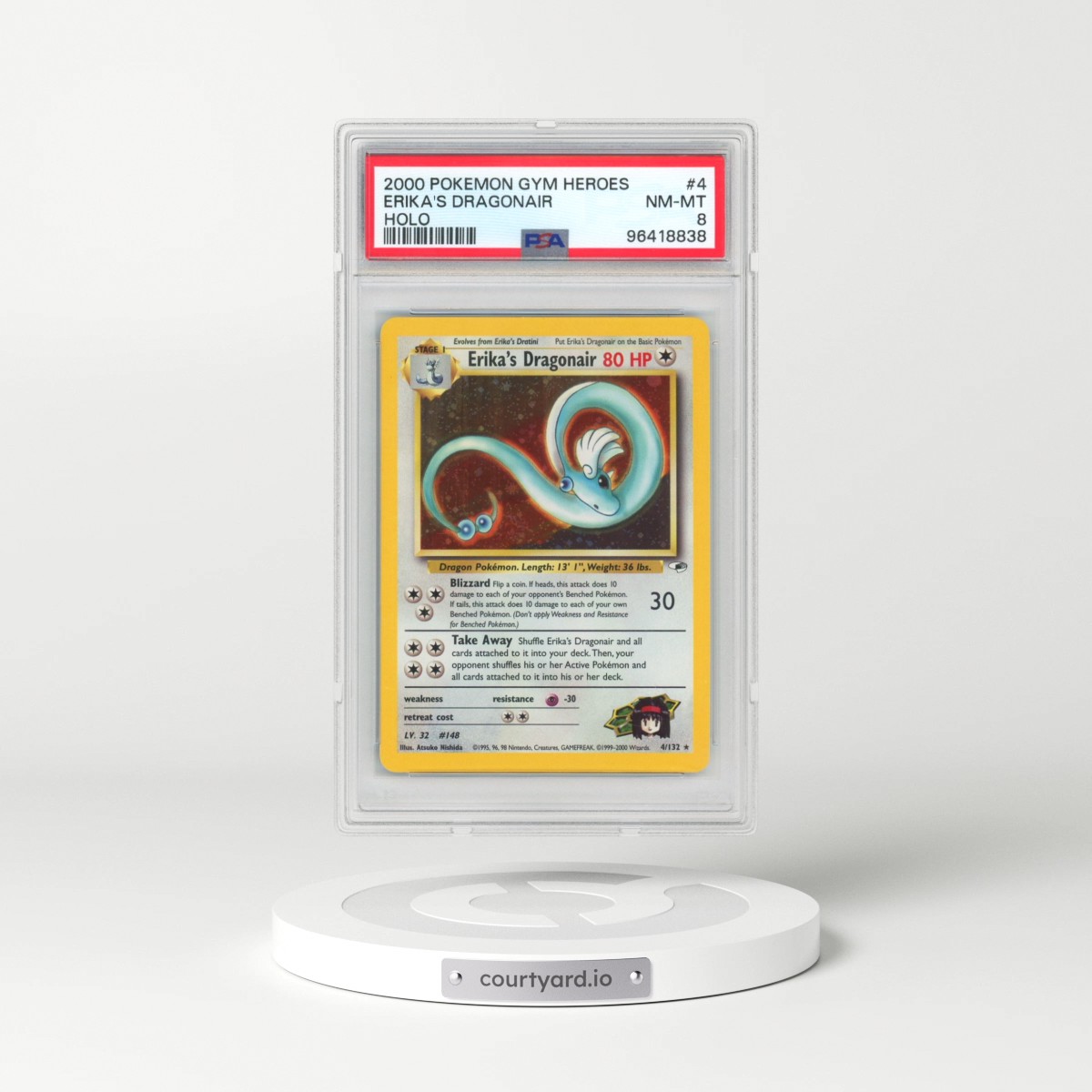 2000 Pokémon Gym Heroes #4 Erika's Dragonair - Holo (PSA 8 NM-MT)