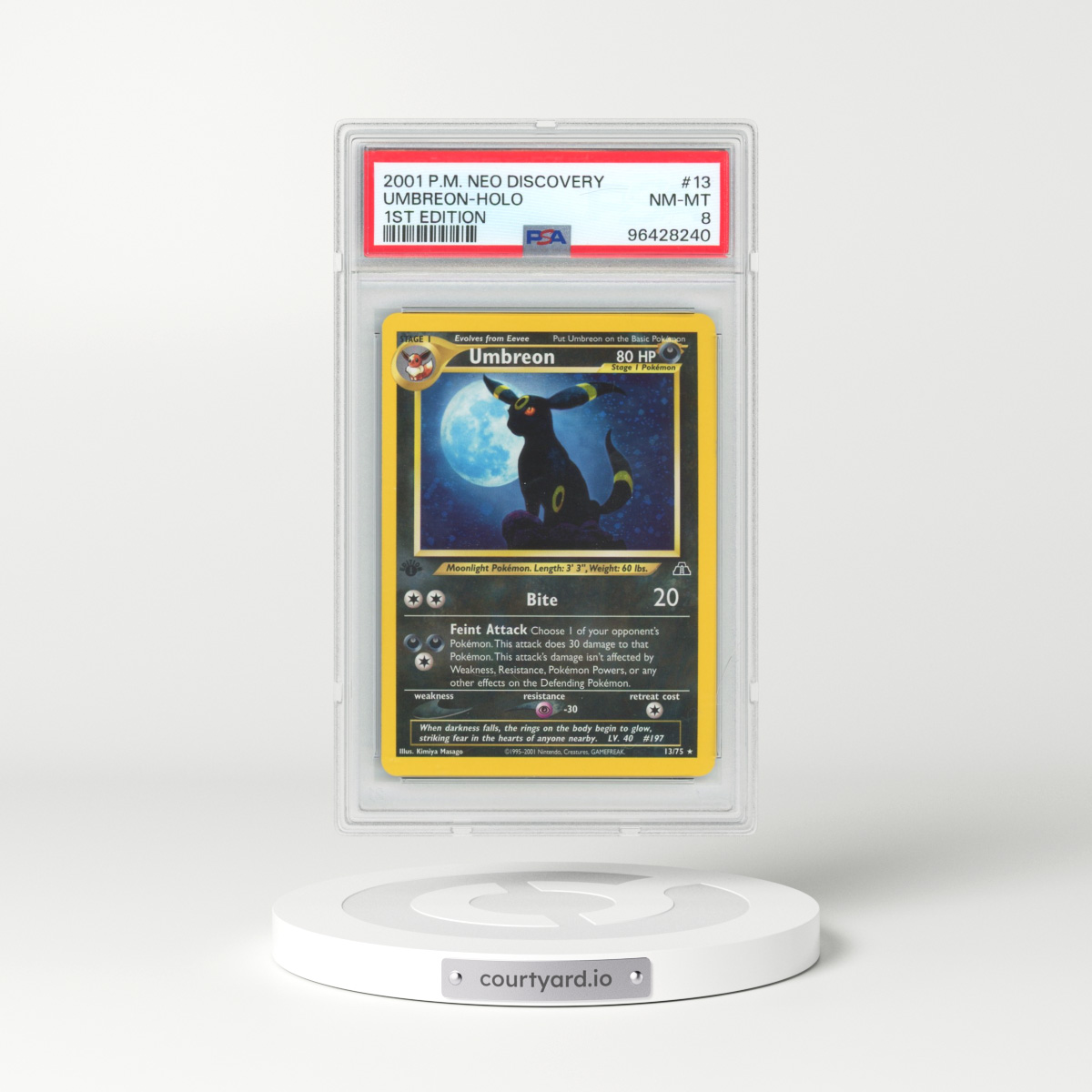 2001 Pokémon Neo Discovery #13 Umbreon - 1st Edition Holo (PSA 8 NM-MT)