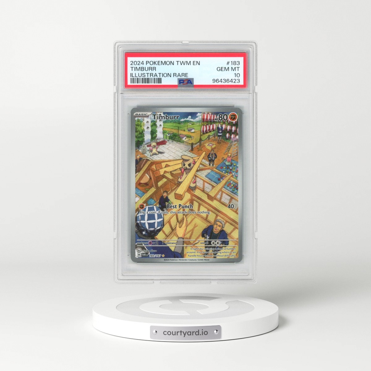 2024 Pokémon Twm EN-Twilight Masquerade #183 Timburr - Illustration Rare (PSA 10 GEM MINT)