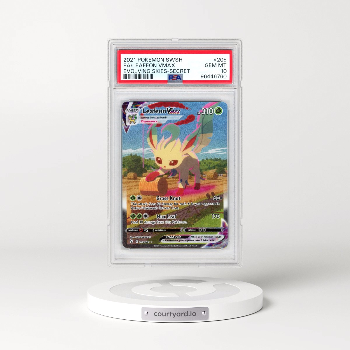 2021 Pokémon Sword & Shield Evolving Skies #205 Leafeon Vmax - Full Art Secret (PSA 10 GEM MINT)