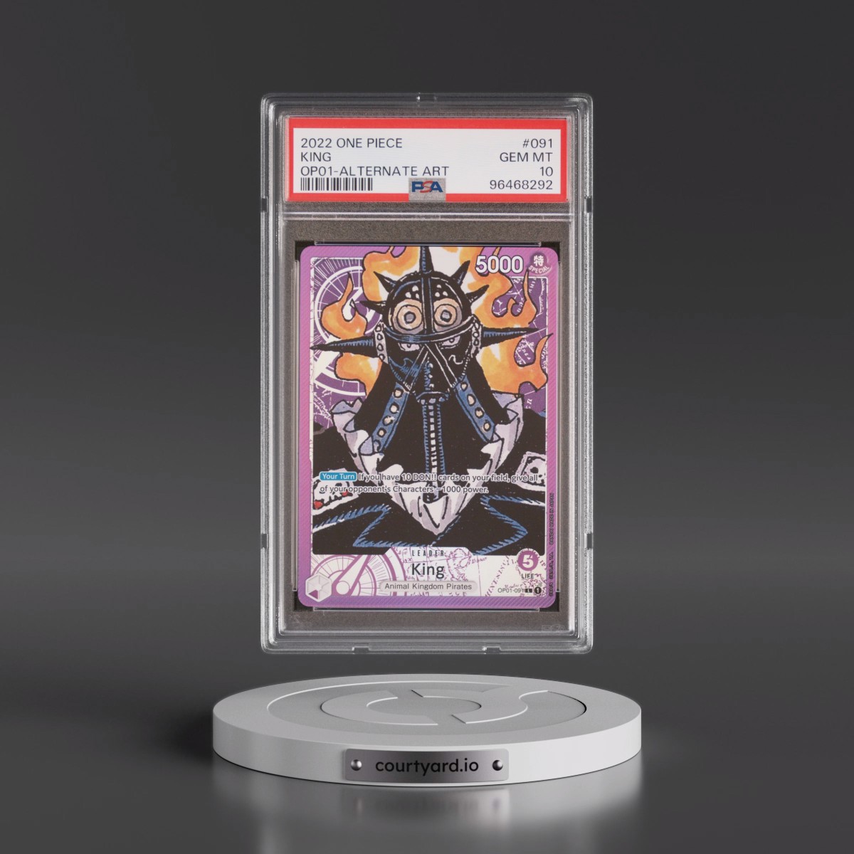 2022 One Piece OP01-Romance Dawn #091 King - Alternate Art (PSA 10 GEM MINT)