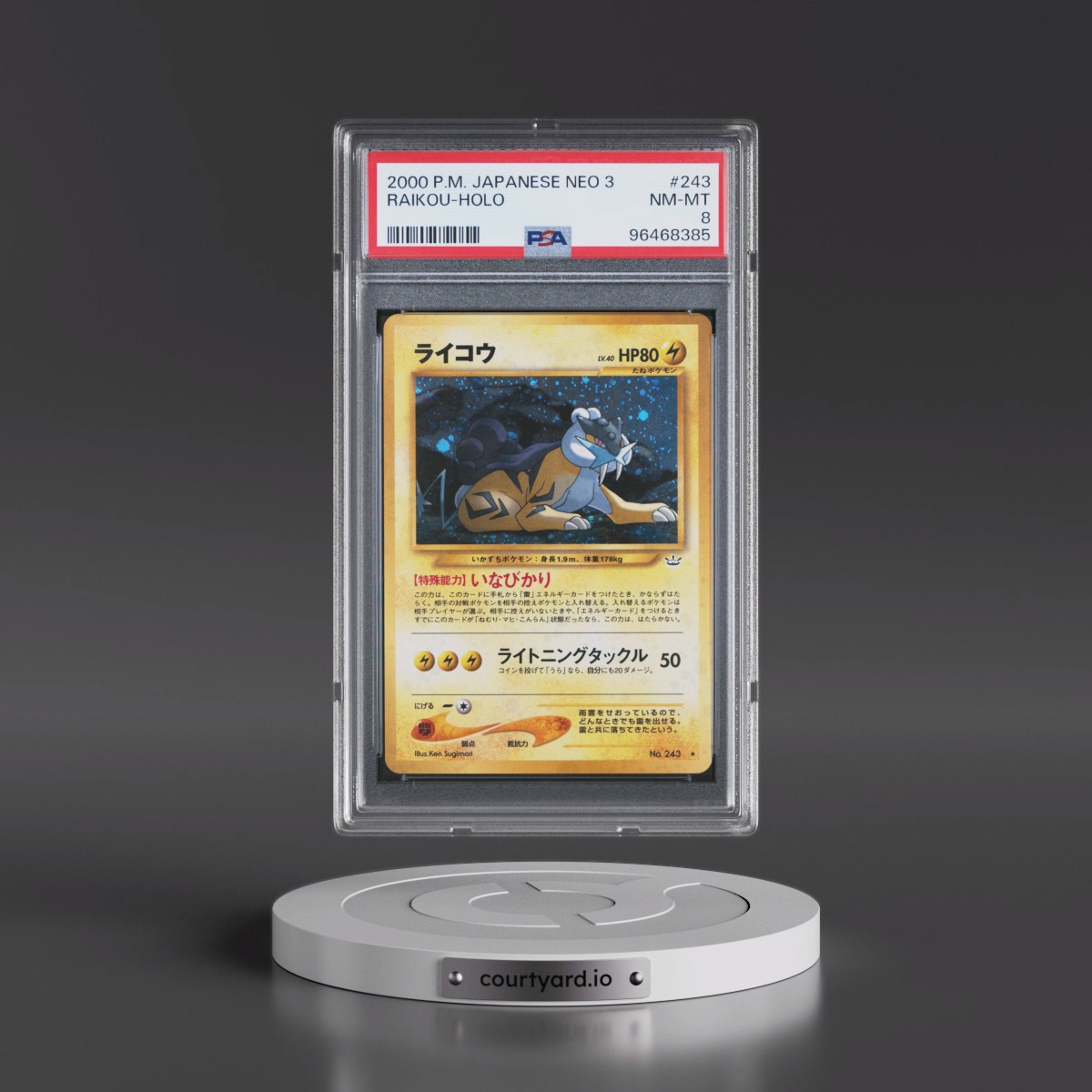 2000 Pokémon Neo 3 #243 Raikou - Holo (PSA 8 NM-MT)
