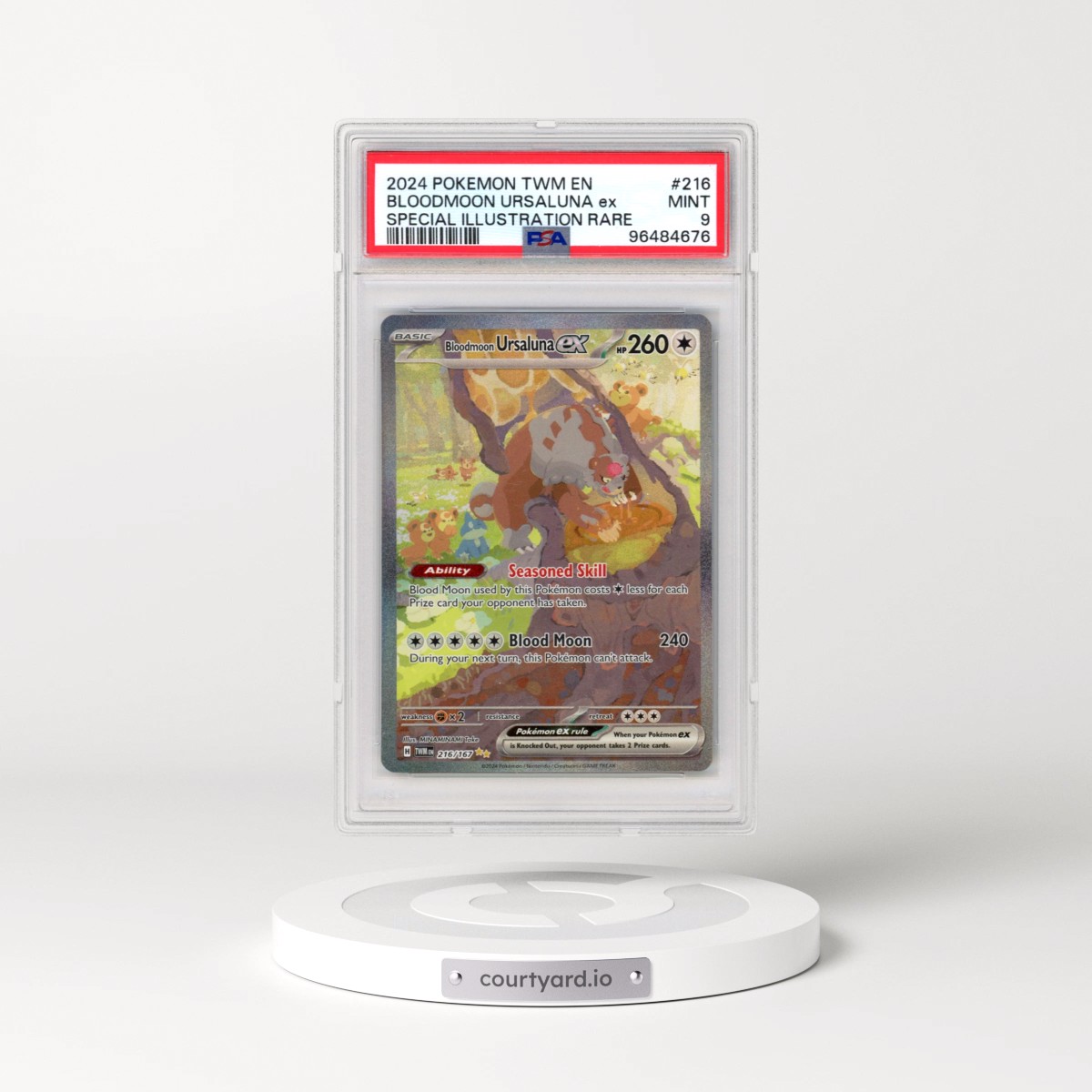 2024 Pokémon Twm EN-Twilight Masquerade #216 Bloodmoon Ursaluna EX - Holo Special Illustration Rare (PSA 9 MINT)