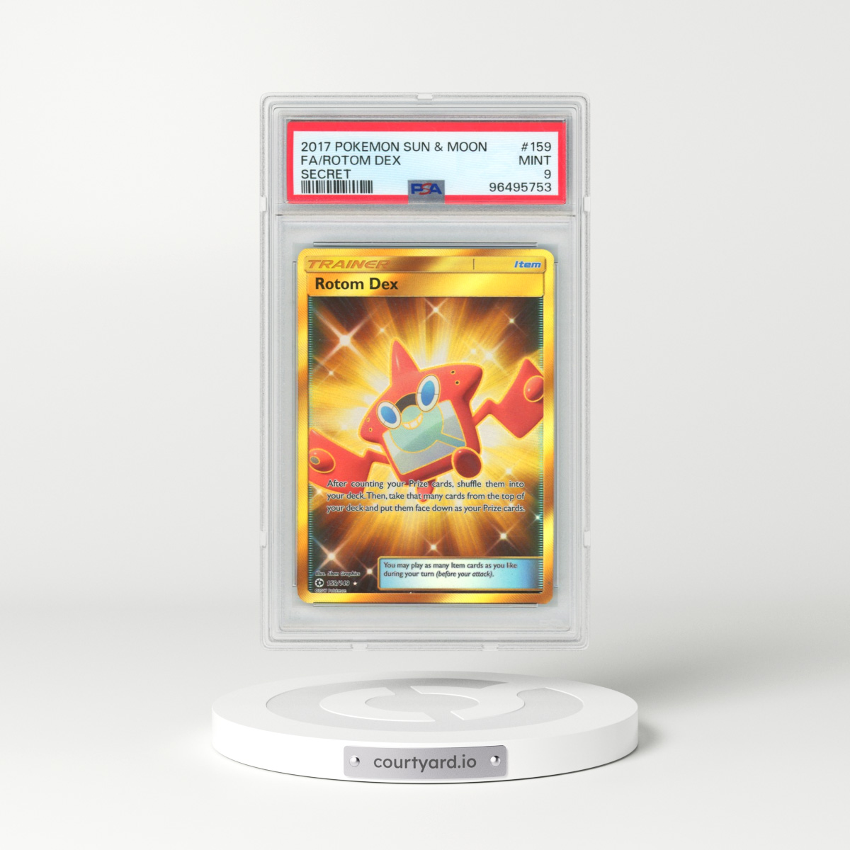 2017 Pokémon Sun & Moon #159 Rotom Dex - Full Art Secret (PSA 9 MINT)