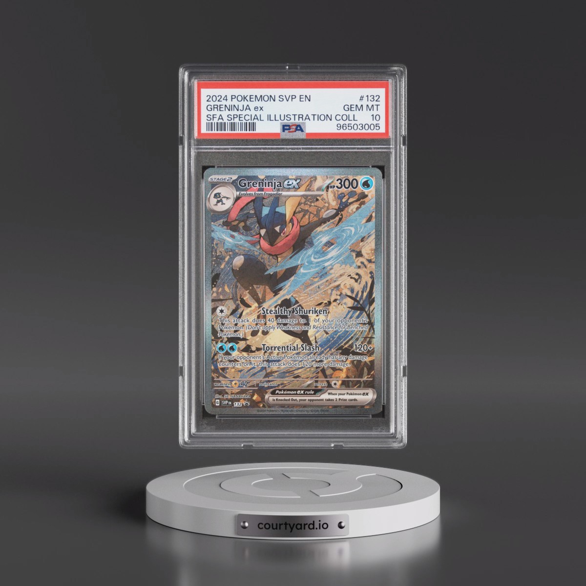 2024 Pokémon Svp EN-SV Black Star Promo #132 Greninja EX - Holo Shrouded Fable Special Illustration Collection (PSA 10 GEM MINT)