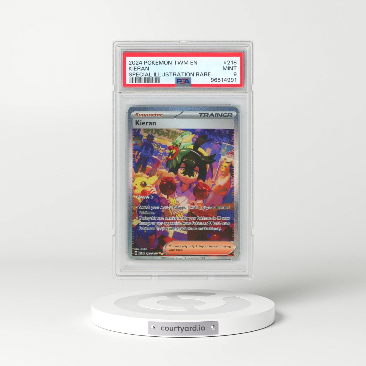 2024 Pokémon Twm EN-Twilight Masquerade #218 Kieran - Special Illustration Rare (PSA 9 MINT)
