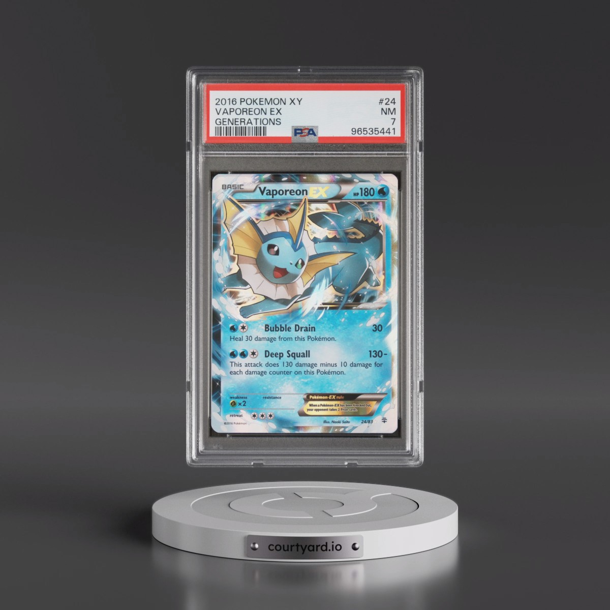 2016 Pokémon XY Generations #24 Vaporeon EX - Holo (PSA 7 NM)