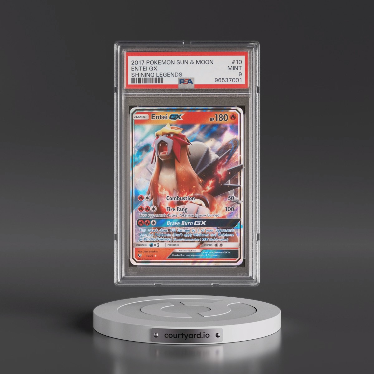 2017 Pokémon Sun & Moon Shining Legends #10 Entei GX - Holo (PSA 9 MINT)