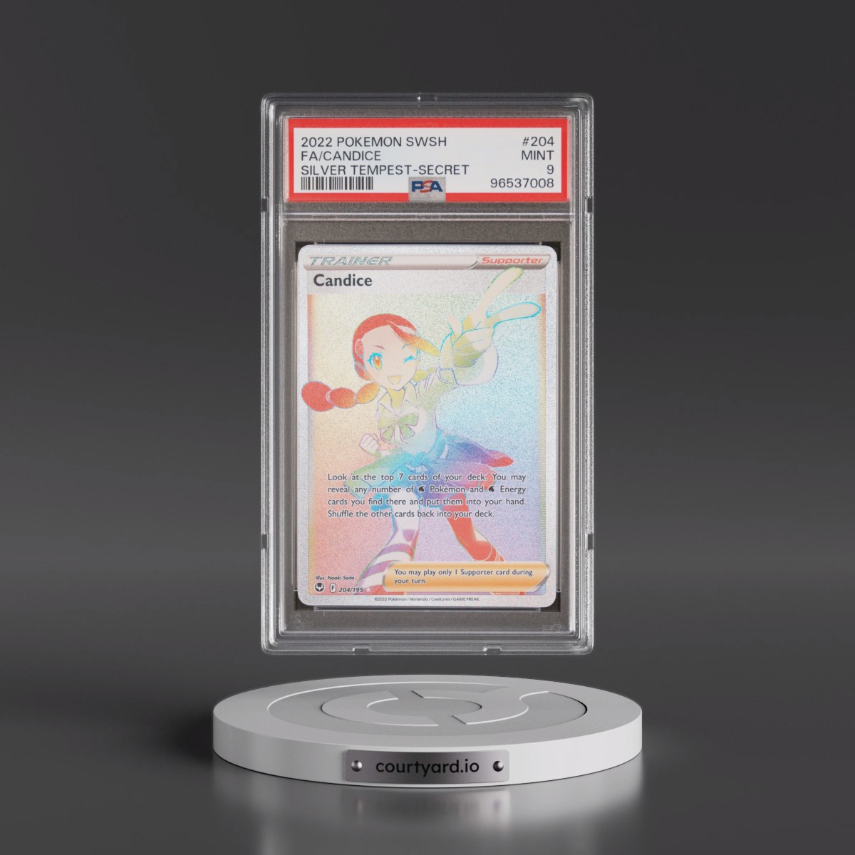 2022 Pokémon Sword & Shield Silver Tempest #204 Candice - Full Art Secret (PSA 9 MINT)