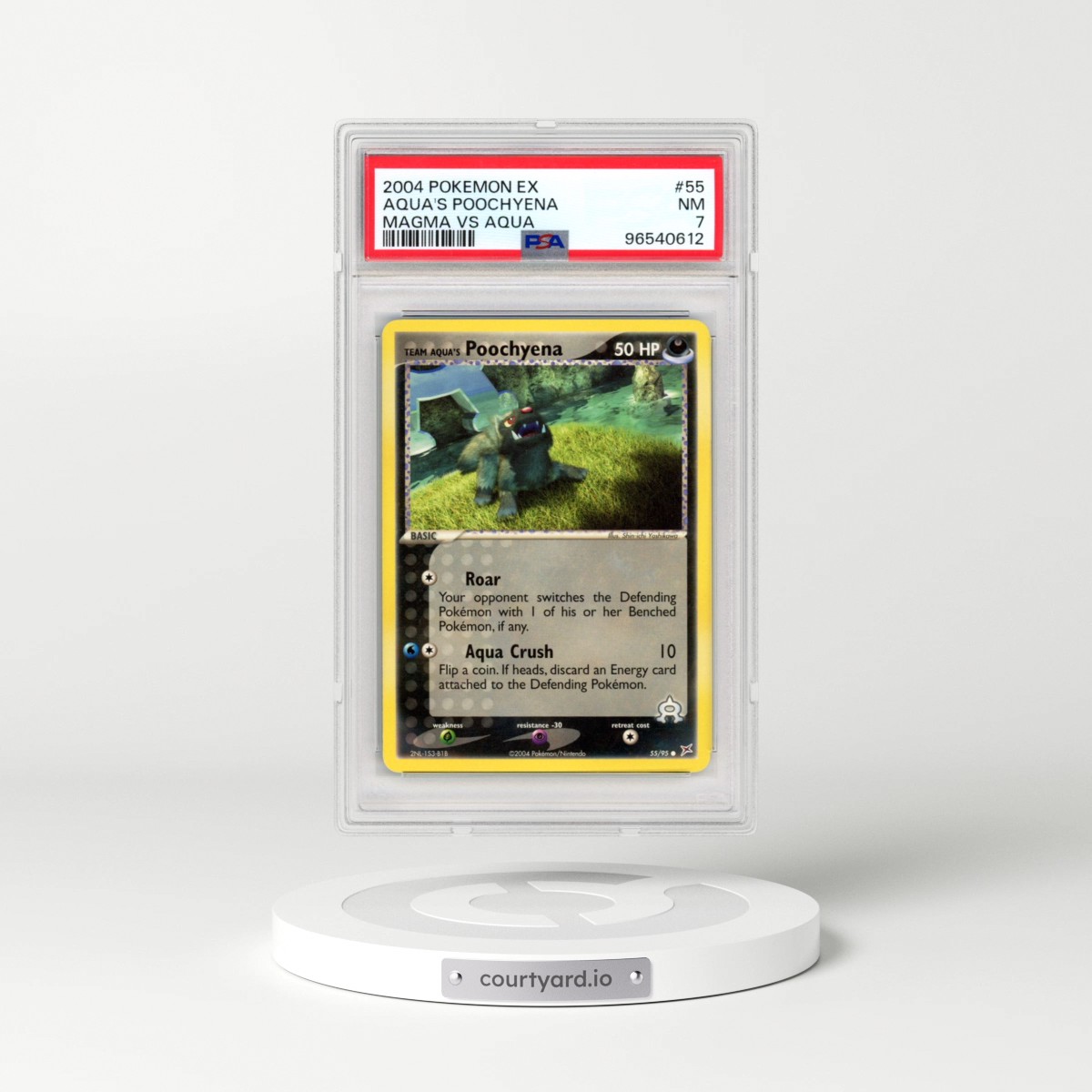 2004 Pokémon EX Team Magma VS Team Aqua #55 Team Aqua's Poochyena (PSA 7 NM)