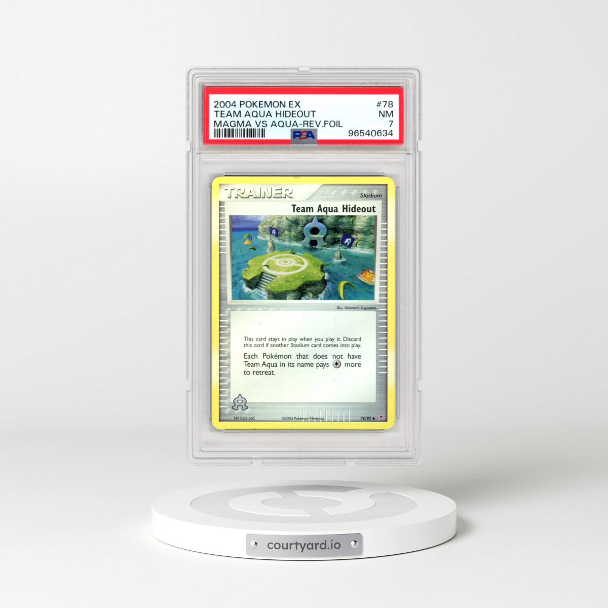 2004 Pokémon EX Team Magma VS Team Aqua #78 Team Aqua Hideout - Reverse Foil (PSA 7 NM)