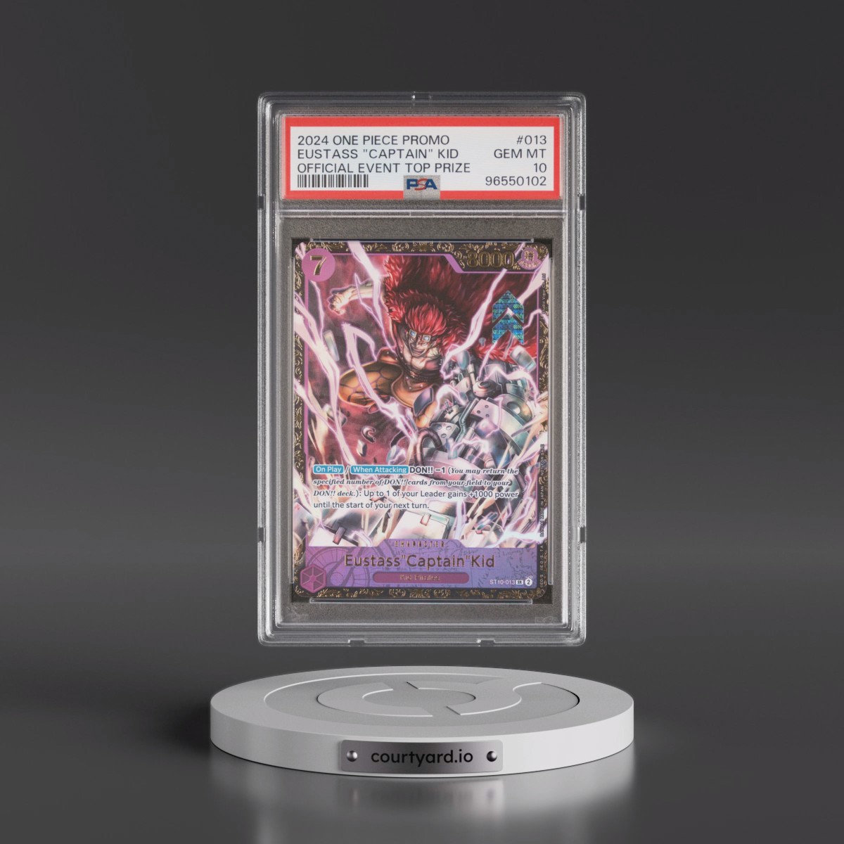 2024 One Piece Promos #013 Eustass "Captain" Kid - Official Event Top Prize (PSA 10 GEM MINT) - Photo