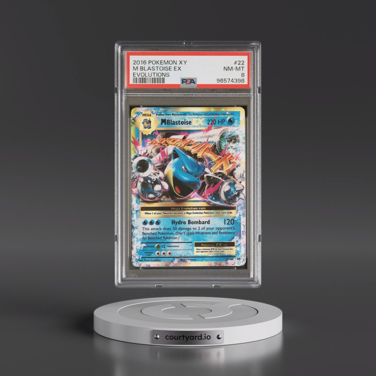 2016 Pokémon XY Evolutions #22 M Blastoise EX - Holo (PSA 8 NM-MT)