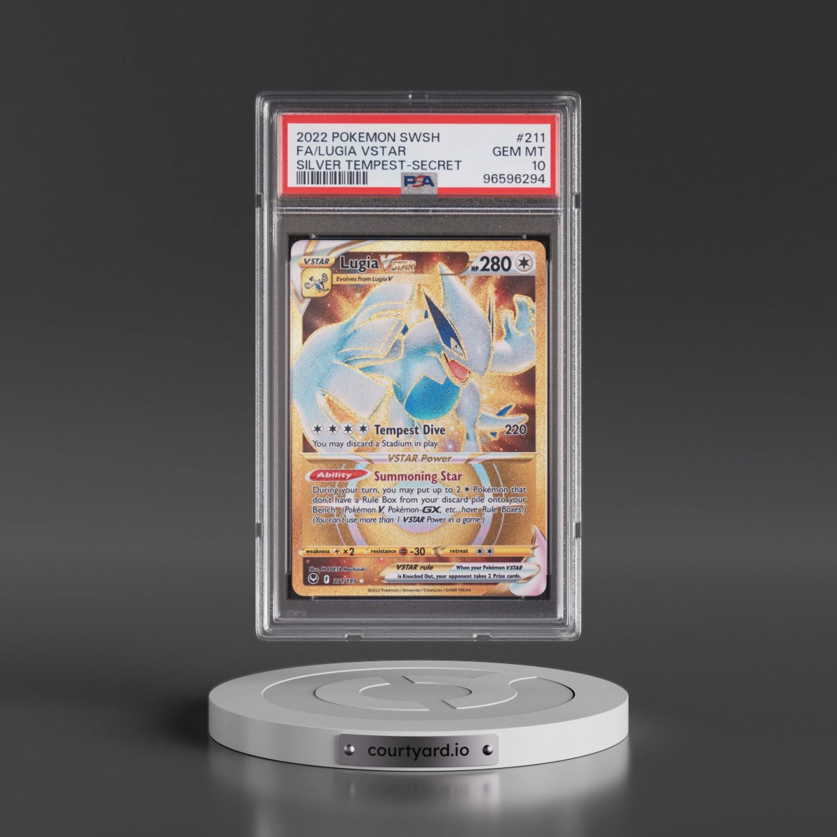 2022 Pokémon Sword & Shield Silver Tempest #211 Lugia Vstar - Full Art Secret (PSA 10 GEM MINT)