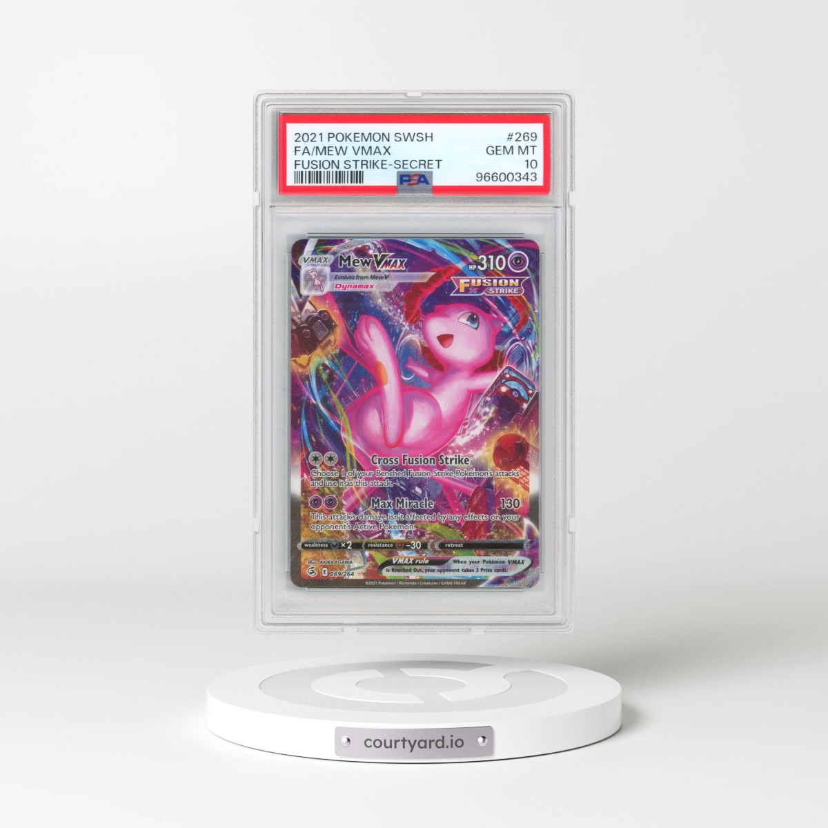 2021 Pokémon Sword & Shield Fusion Strike #269 Mew Vmax - Full Art Secret (PSA 10 GEM MINT)