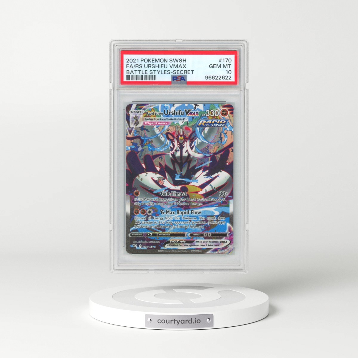 2021 Pokémon Sword & Shield Battle Styles #170 Rapid Strike Urshifu Vmax - Full Art Secret (PSA 10 GEM MINT)