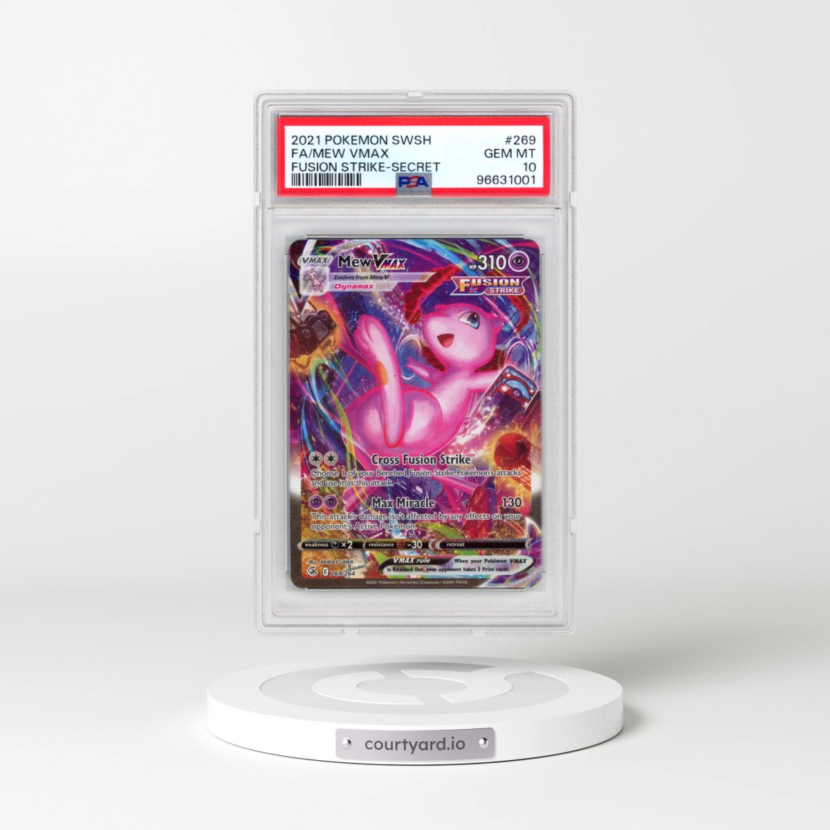 2021 Pokémon Sword & Shield Fusion Strike #269 Mew Vmax - Full Art Secret (PSA 10 GEM MINT)