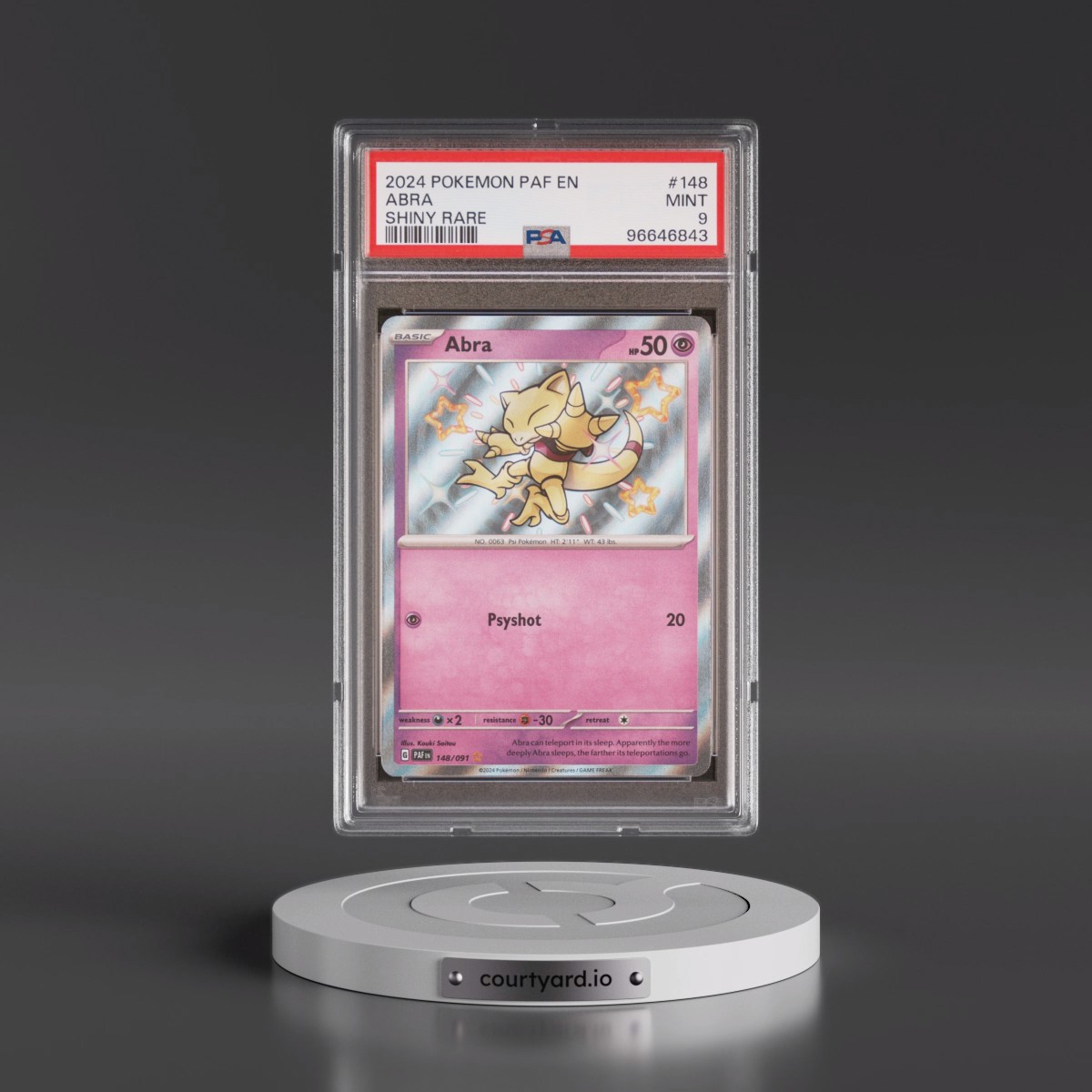 2024 Pokémon Paf EN-Paldean Fates #148 Abra - Shiny Rare (PSA 9 MINT)