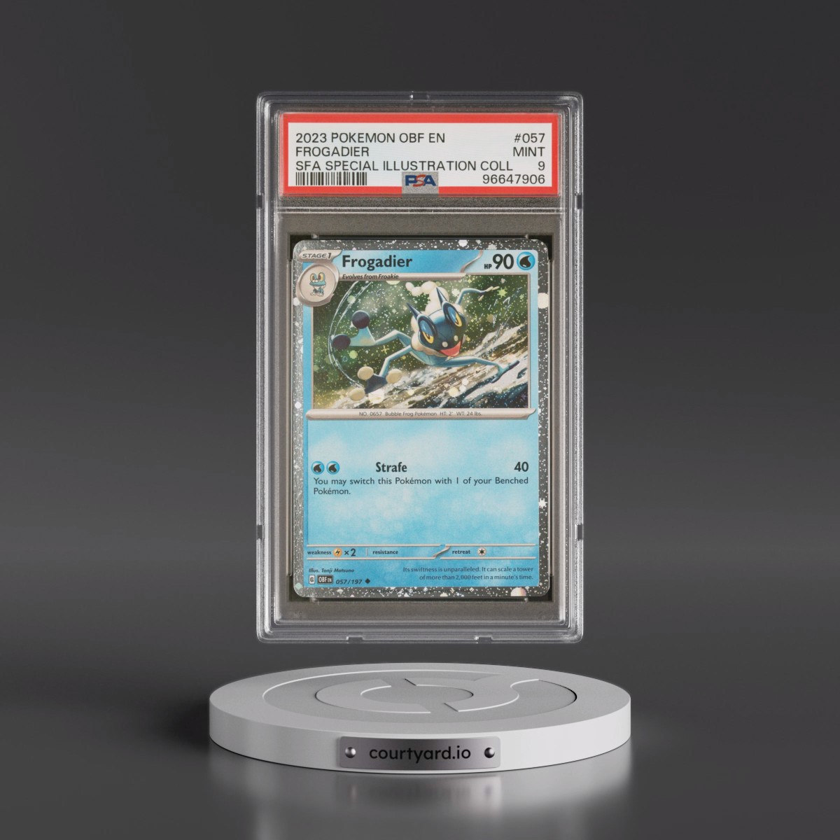 2024 Pokémon Obf EN-Obsidian Flames #057 Frogadier - Shrouded Fable Special Illustration Collection (PSA 9 MINT)