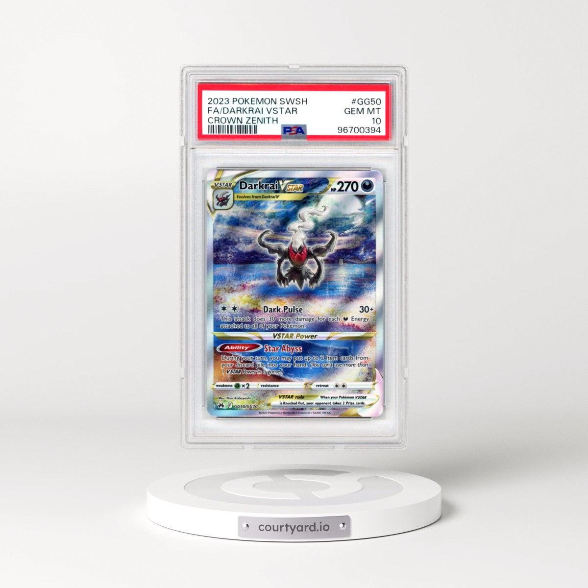 2023 Pokémon Sword and Shield Crown Zenith #GG50 Darkrai Vstar - Full Art (PSA 10 GEM MINT)