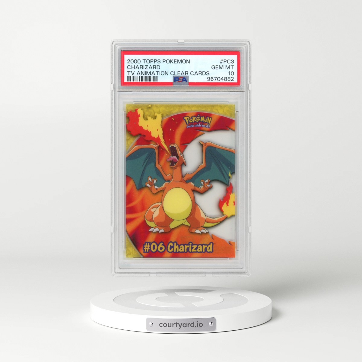 2000 Topps Pokémon TV Animation Clear Cards #PC3 Charizard (PSA 10 GEM MINT)