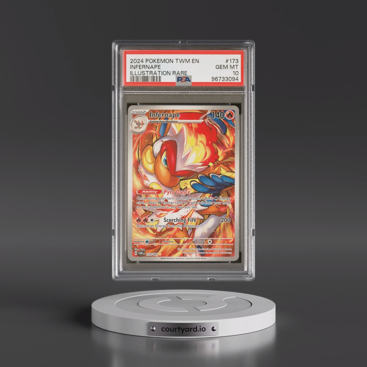 2024 Pokémon Twm EN-Twilight Masquerade #173 Infernape - Illustration Rare (PSA 10 GEM MINT)