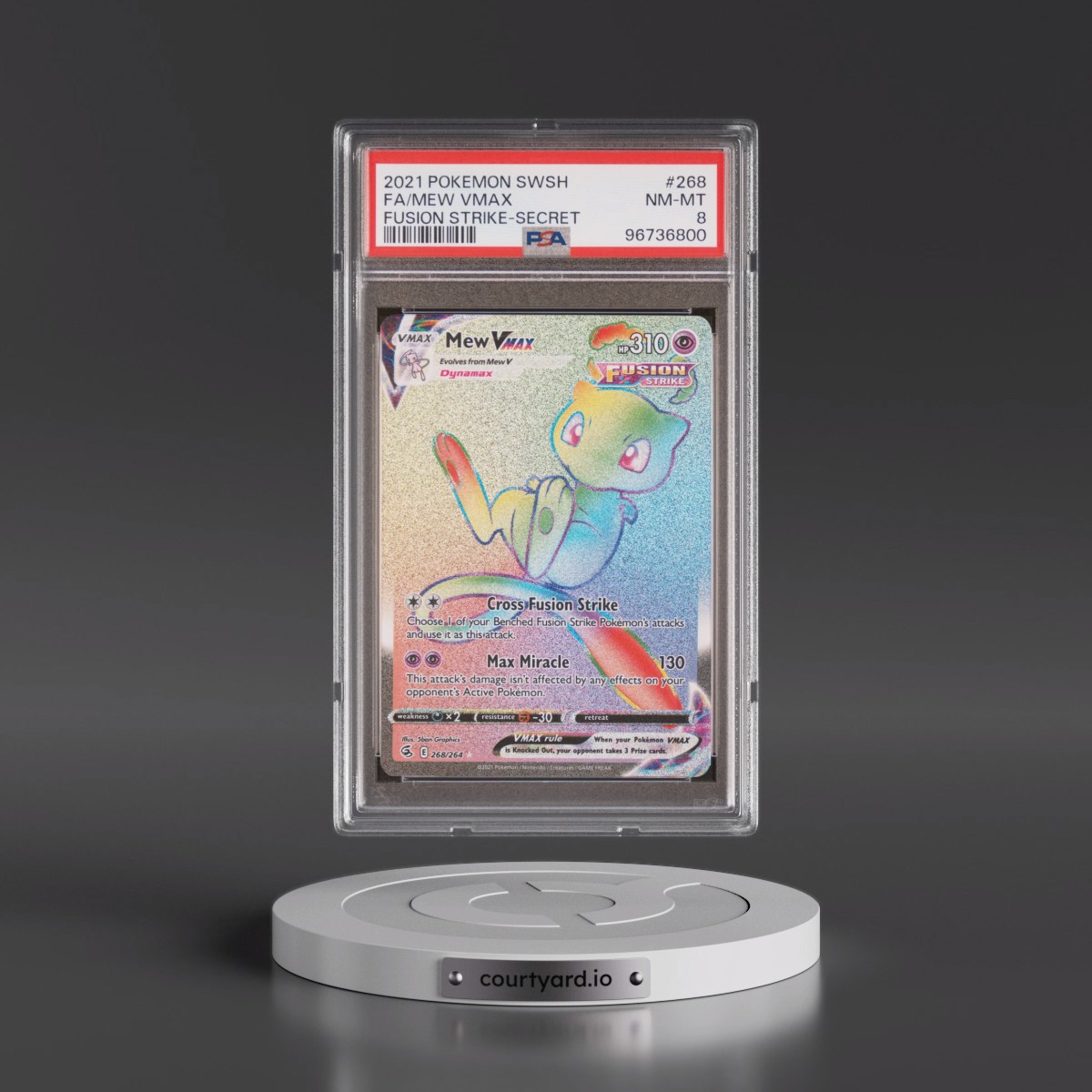 2021 Pokémon Sword & Shield Fusion Strike #268 Mew Vmax - Full Art Secret (PSA 8 NM-MT)