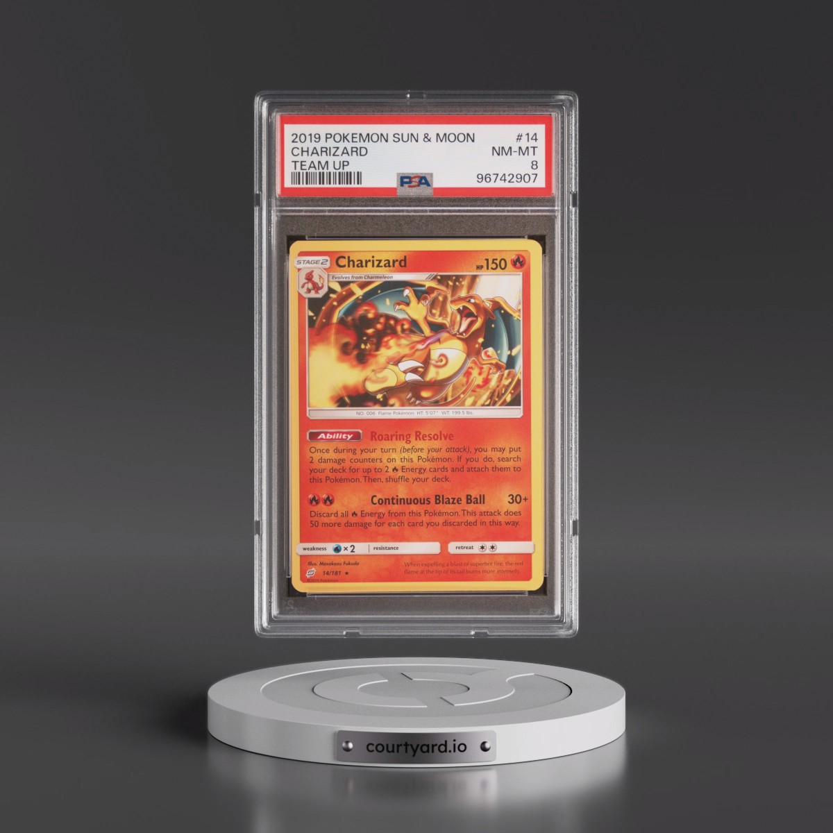 2019 Pokémon Sun & Moon Team Up #14 Charizard (PSA 8 NM-MT)