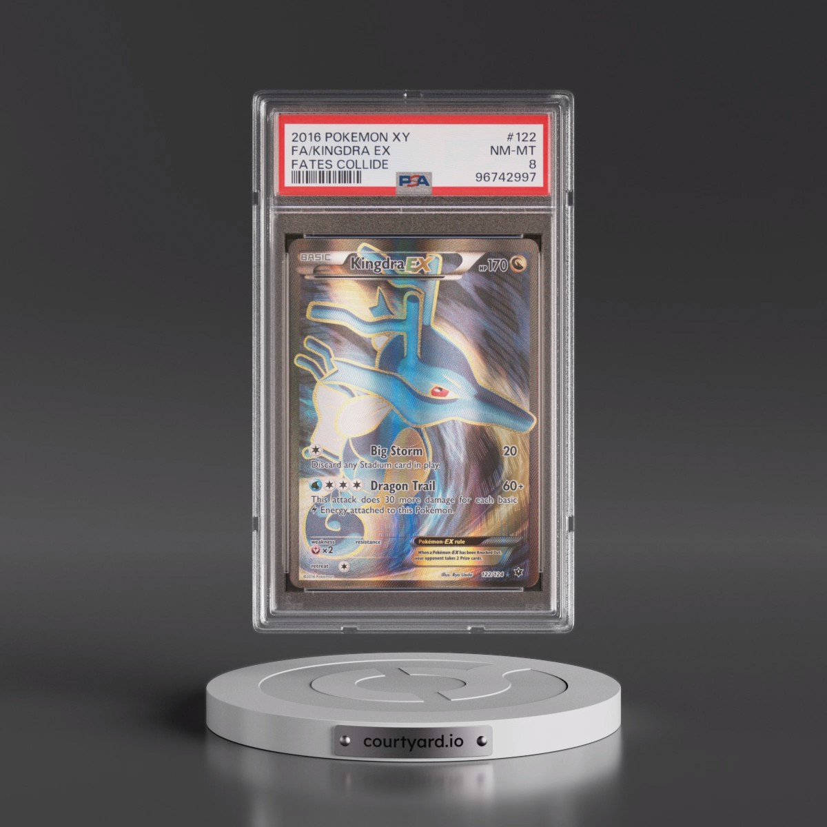 2016 Pokémon XY Fates Collide #122 Kingdra EX - Holo Full Art (PSA 8 NM-MT)