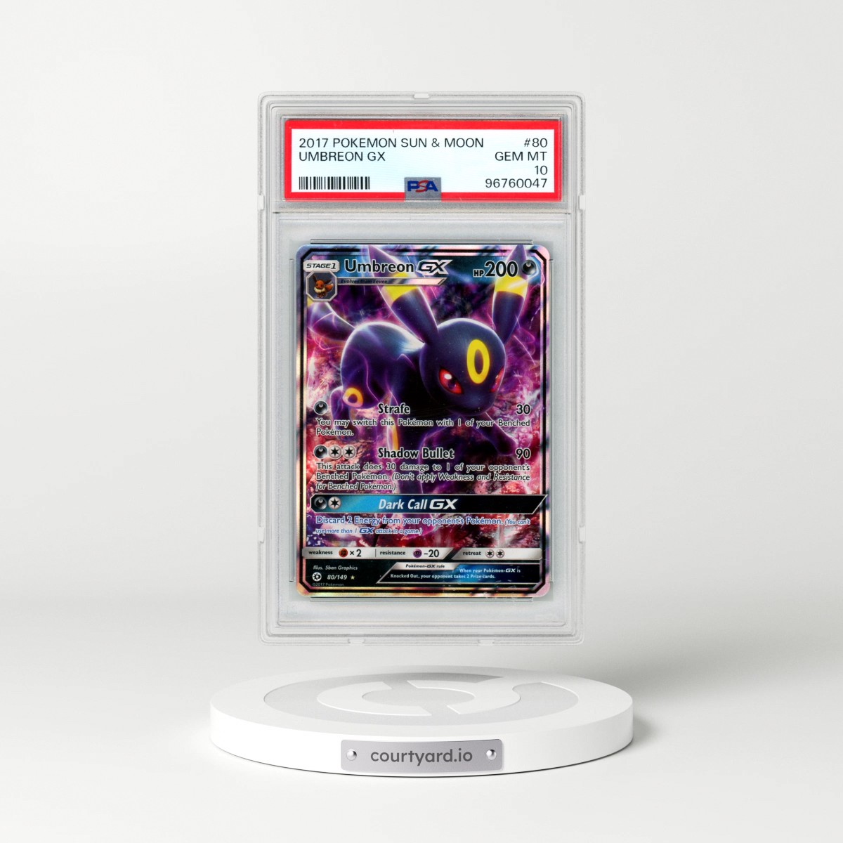 2017 Pokémon Sun & Moon #80 Umbreon GX - Holo (PSA 10 GEM MINT)