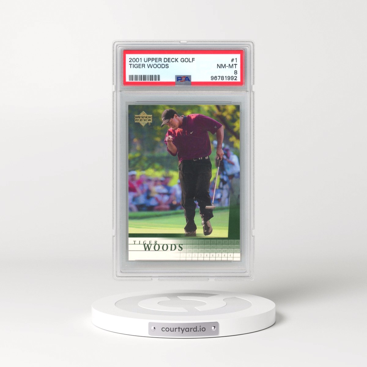 2001 Upper Deck Golf #1 Tiger Woods (PSA 8 NM-MT)