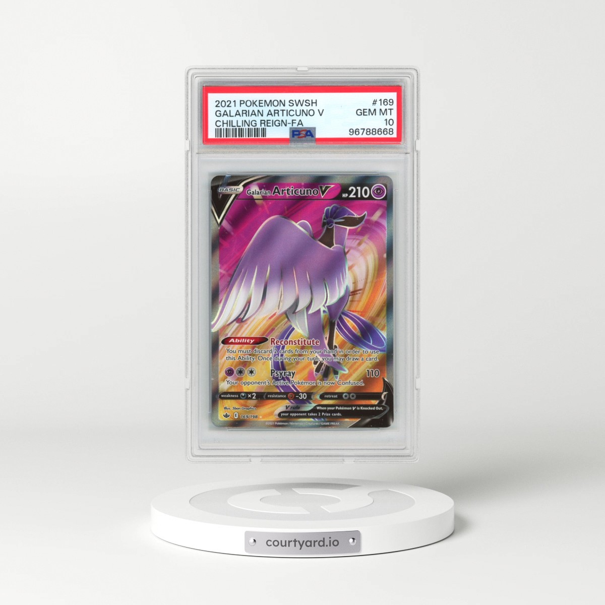 2021 Pokémon Sword & Shield Chilling Reign #169 Galarian Articuno V - Holo Full Art (PSA 10 GEM MINT)