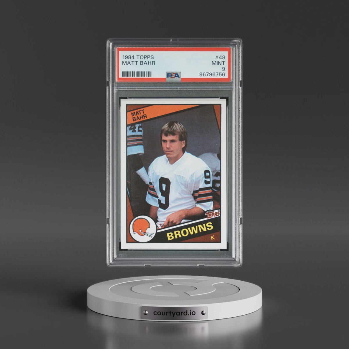 1984 Topps #48 Matt Bahr (PSA 9 MINT)