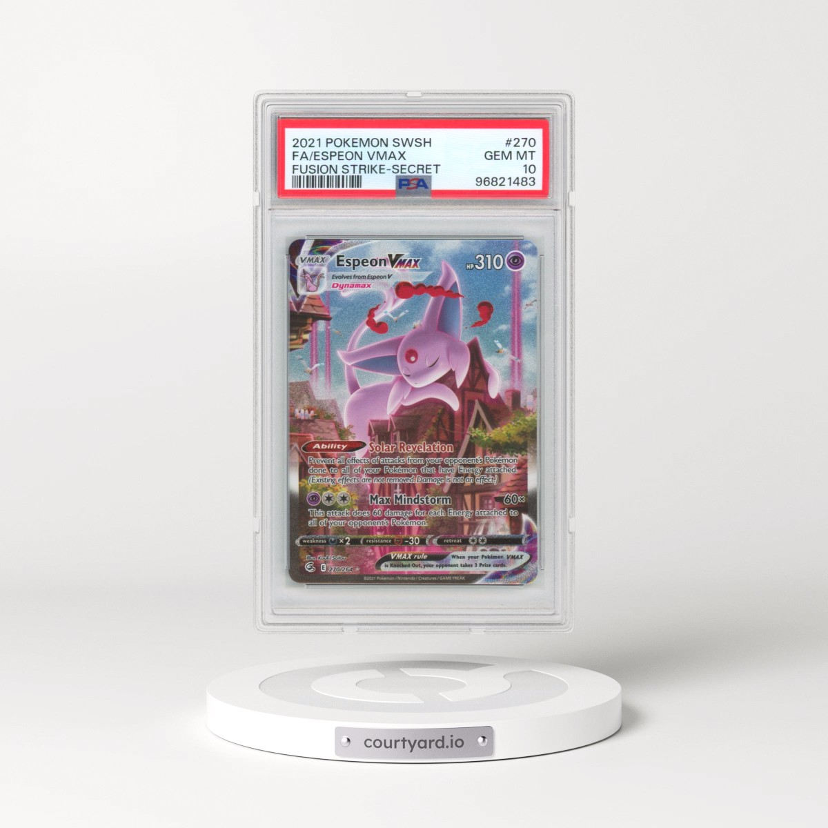 2021 Pokémon Sword & Shield Fusion Strike #270 Espeon Vmax - Full Art Secret (PSA 10 GEM MINT)