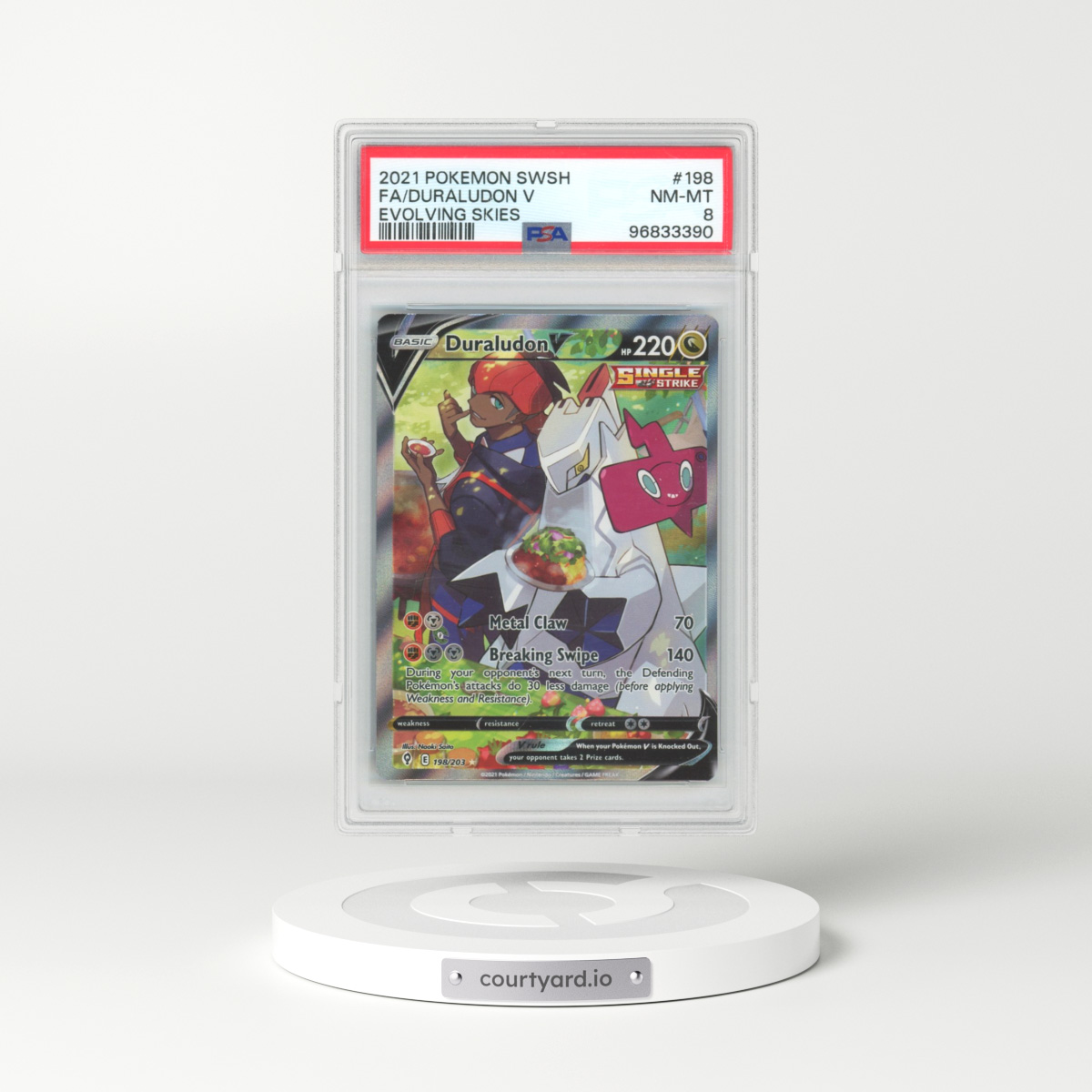 2021 Pokémon Sword & Shield Evolving Skies #198 Duraludon V - Holo Full Art (PSA 8 NM-MT)