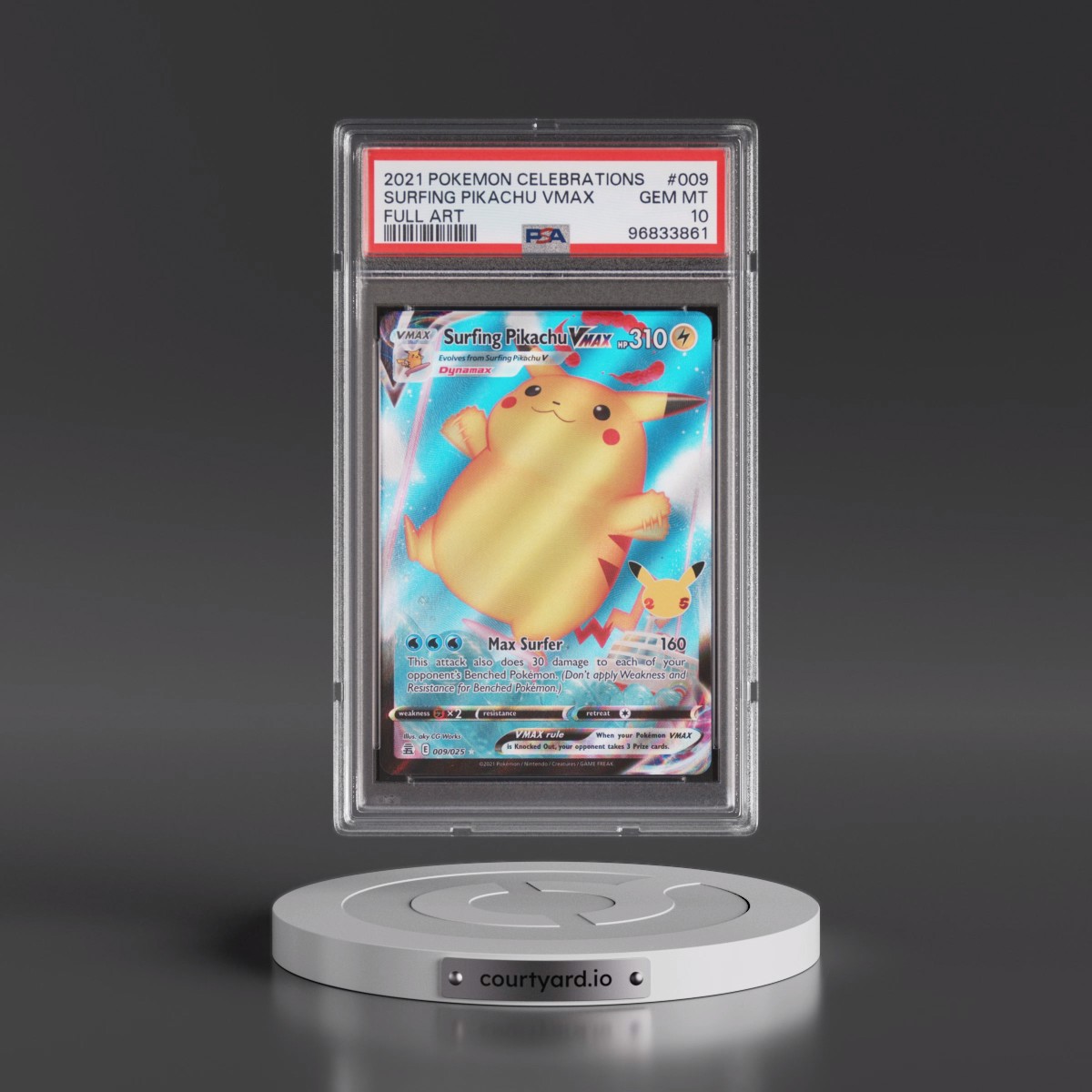 2021 Pokémon Celebrations #009 Surfing Pikachu Vmax - Full Art (PSA 10 GEM MINT)
