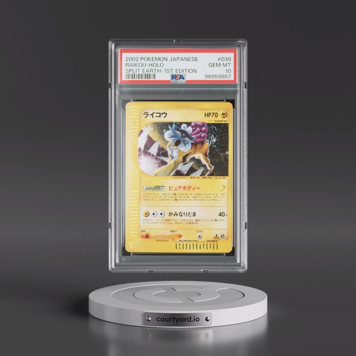 2002 Pokémon Split Earth #039 Raikou - 1st Edition Holo (PSA 10 GEM MINT)