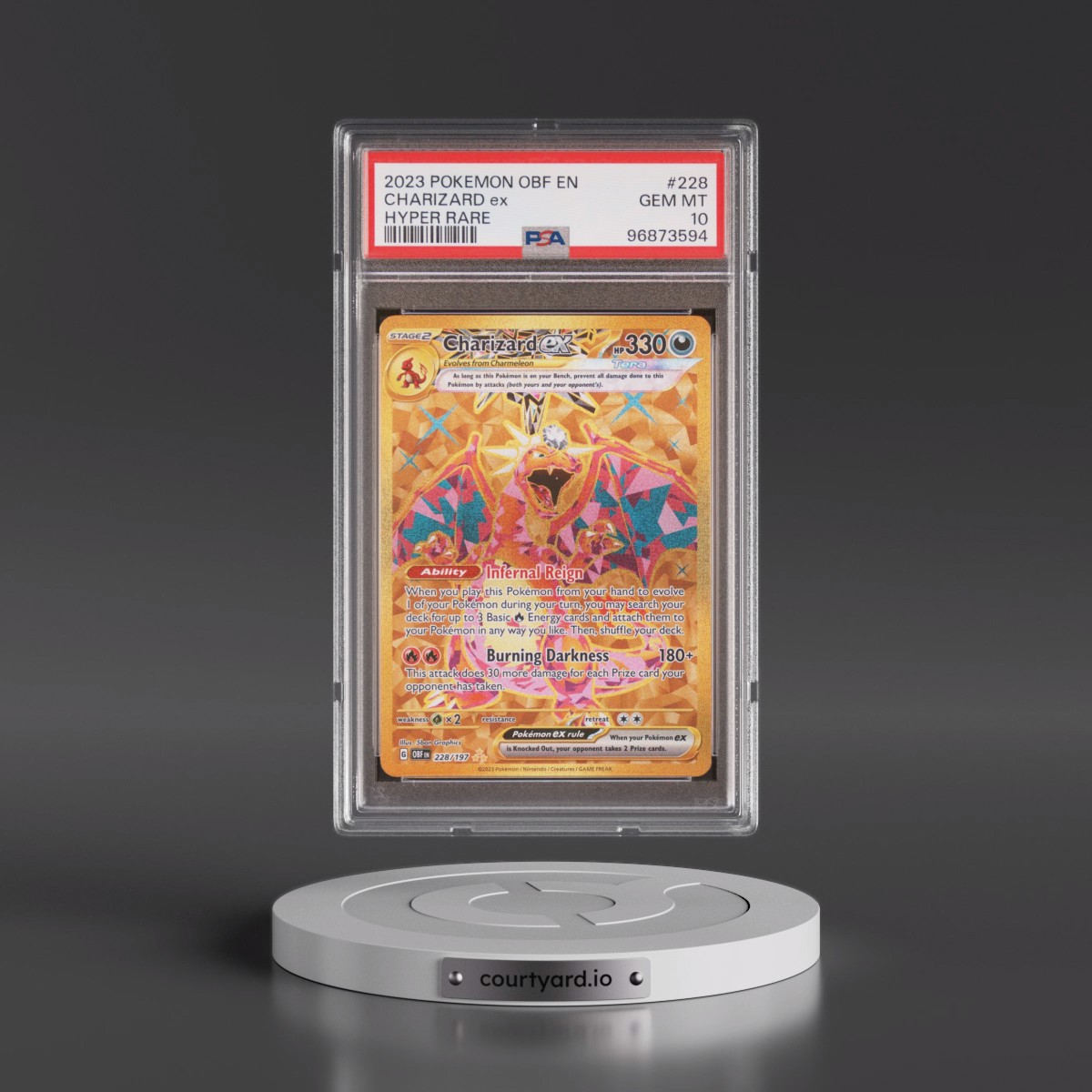 2023 Pokémon Obf EN-Obsidian Flames #228 Charizard EX - Holo Hyper Rare (PSA 10 GEM MINT)