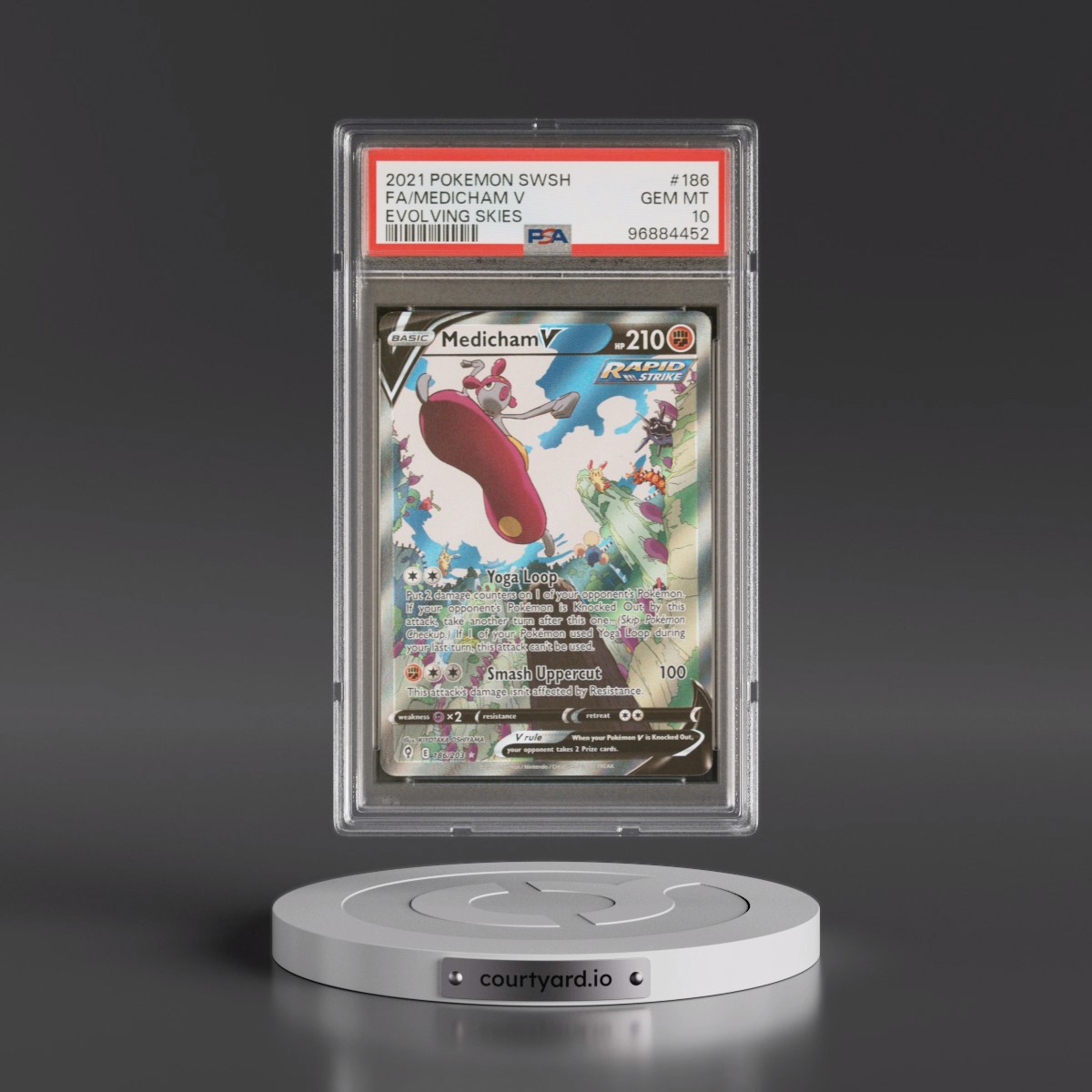 2021 Pokémon Sword & Shield Evolving Skies #186 Medicham V - Holo Full Art (PSA 10 GEM MINT)