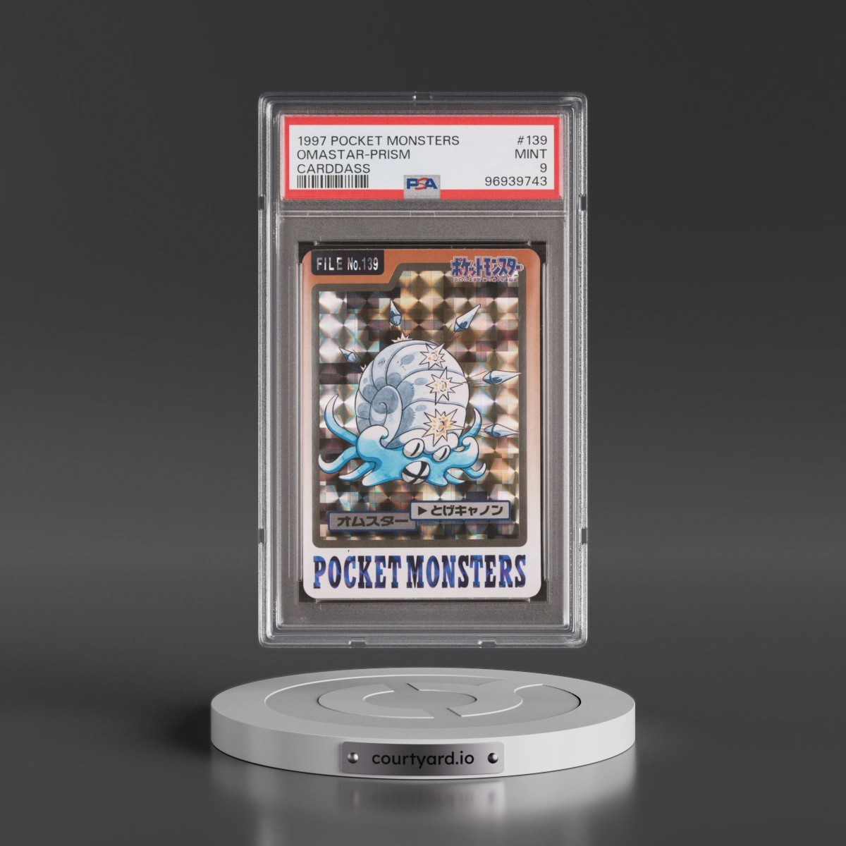 1997 Pocket Monsters Carddass #139 Omastar-Prism (PSA 9 MINT)