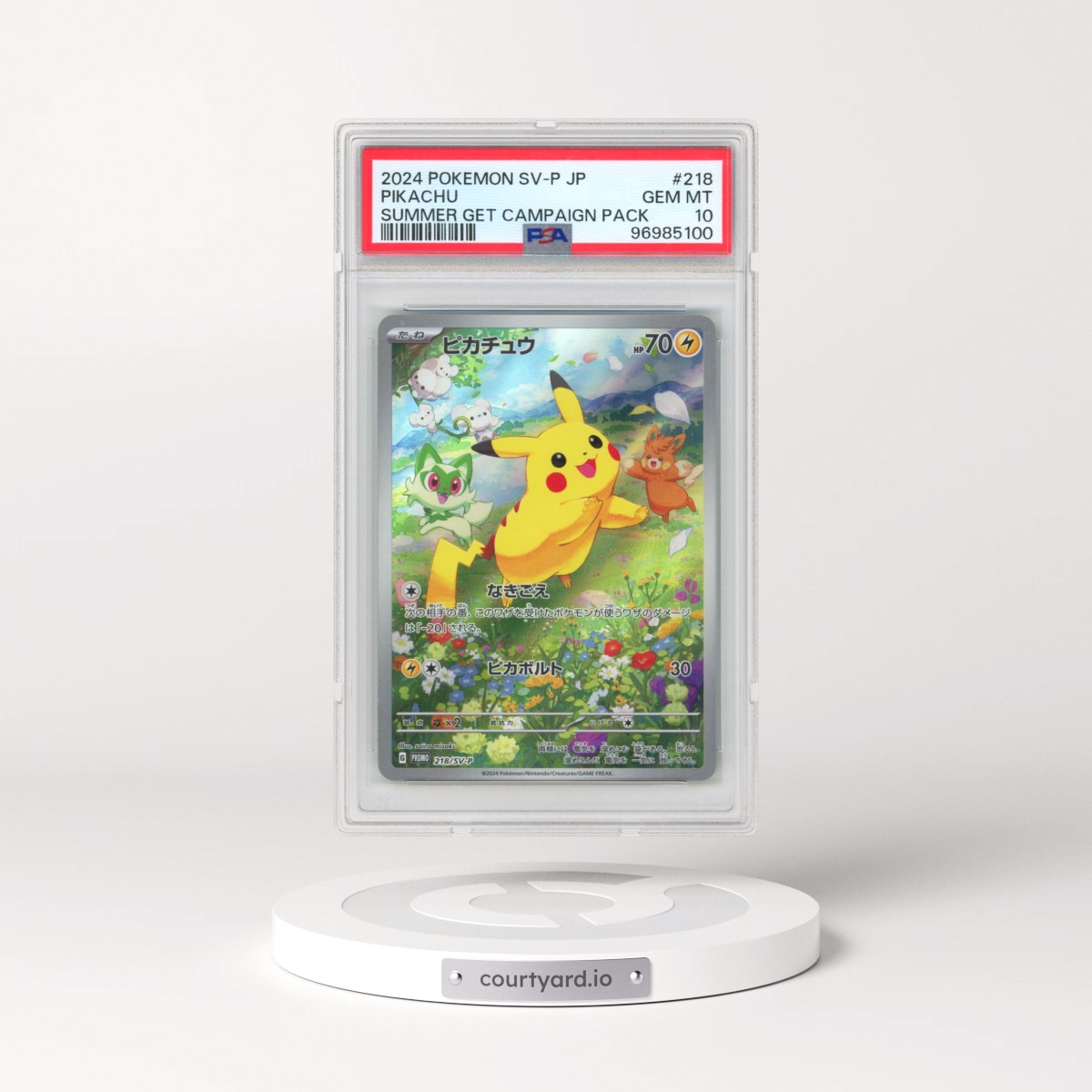 2024 Pokémon SV-P Promo #218 Pikachu - Summer of Pokeca Is Here! Promo Card Get Campaign Pack (PSA 10 GEM MINT)