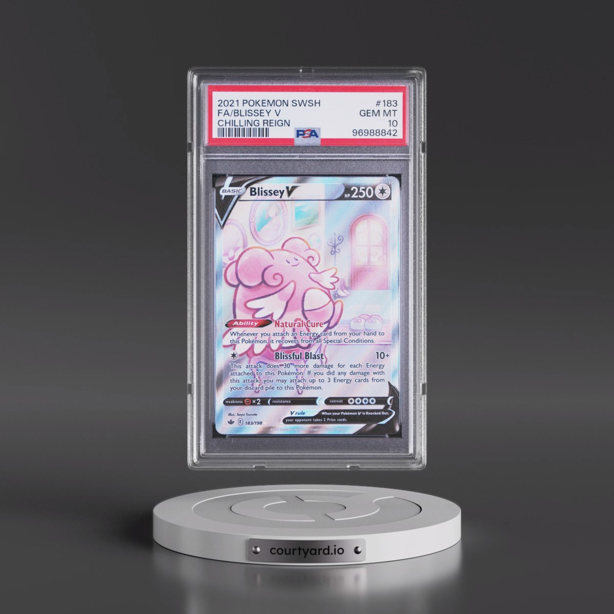 2021 Pokémon Sword & Shield Chilling Reign #183 Blissey V - Holo Full Art (PSA 10 GEM MINT)