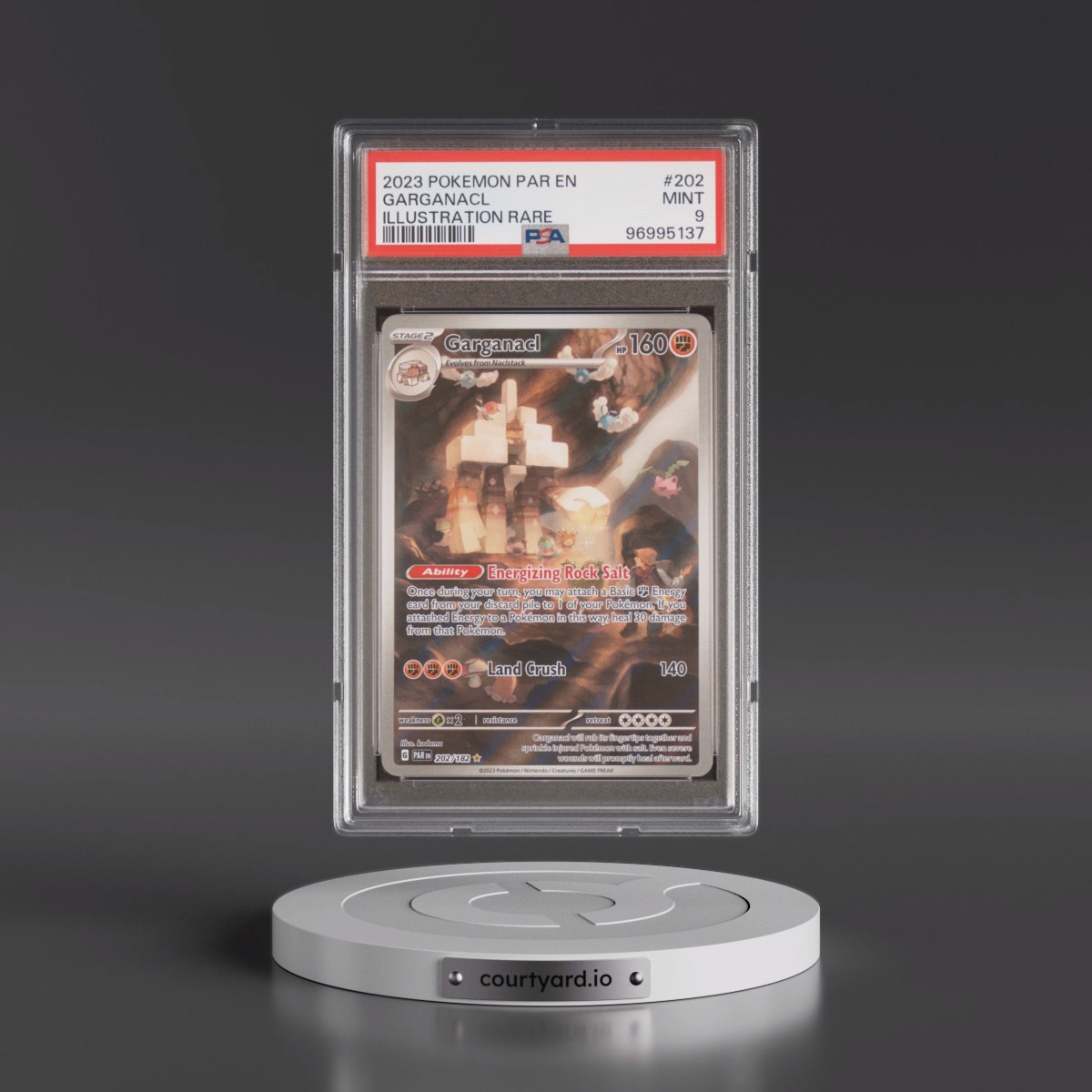 2023 Pokémon Par EN-Paradox Rift #202 Garganacl - Illustration Rare (PSA 9 MINT)