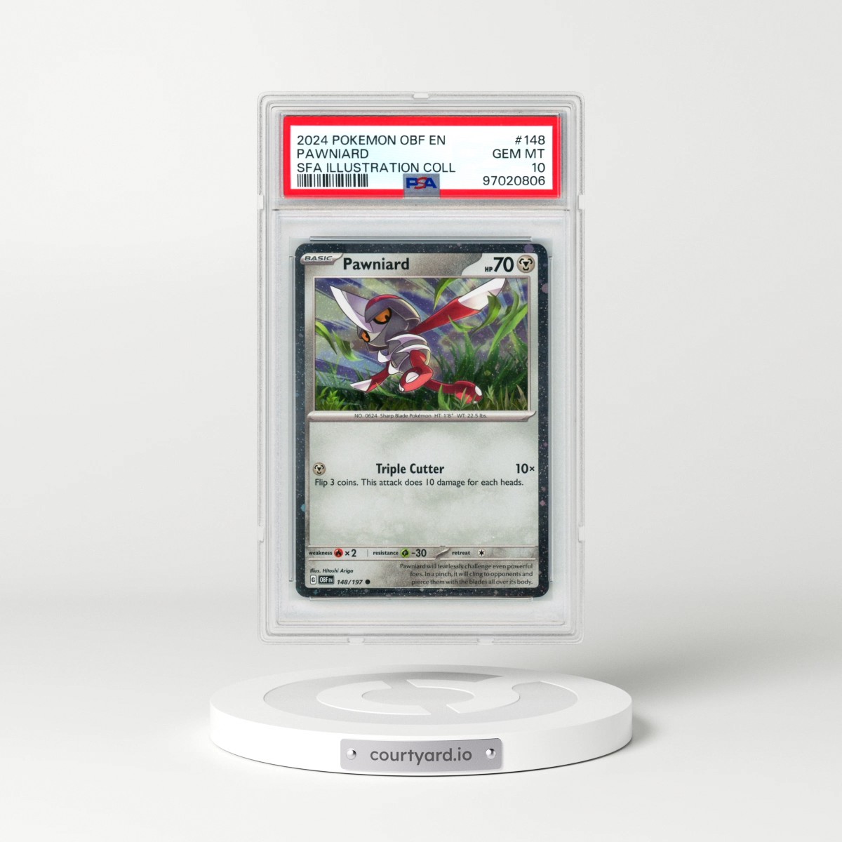 2024 Pokémon Obf EN-Obsidian Flames #148 Pawniard - Shrouded Fable Illustration Collection (PSA 10 GEM MINT)