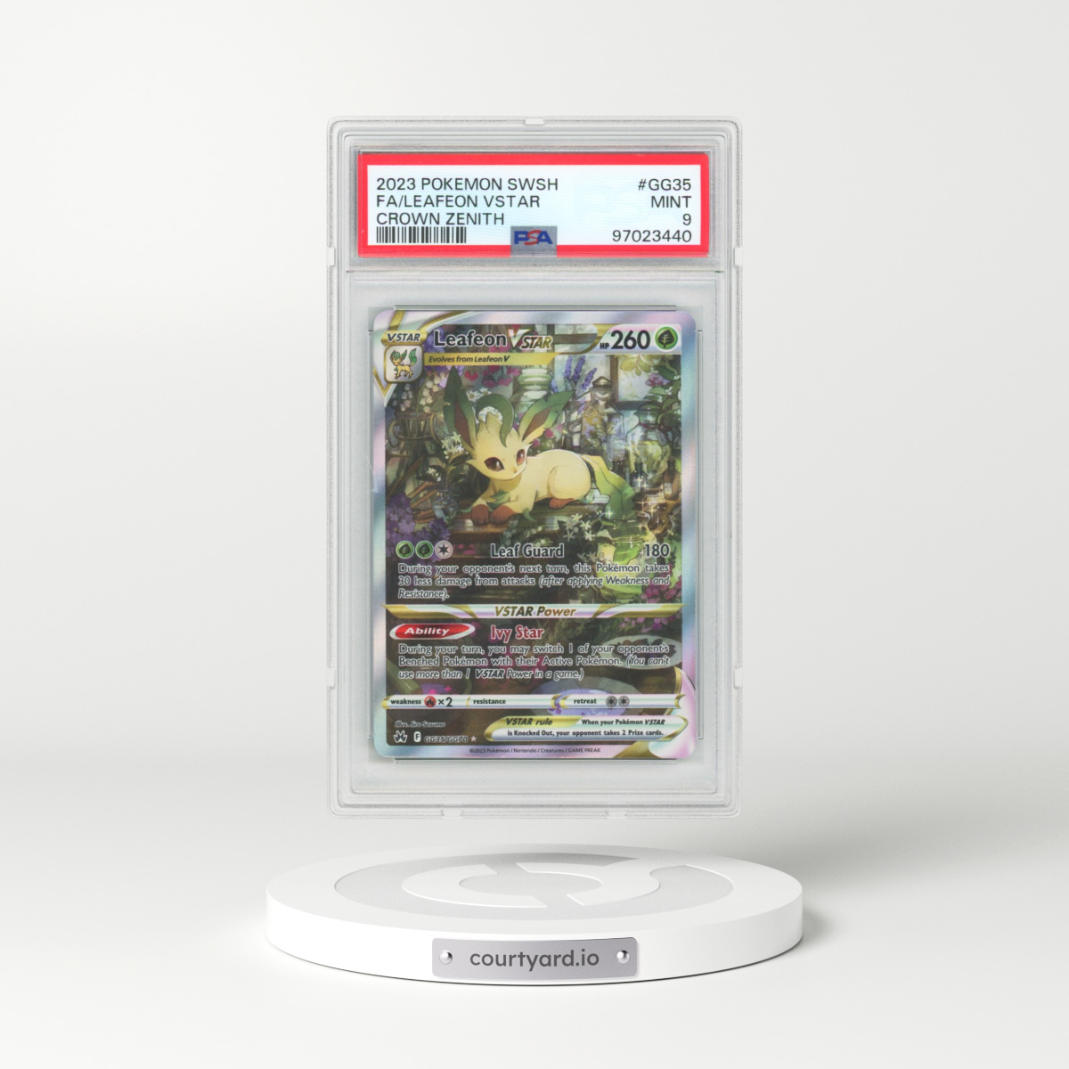 2023 Pokémon Sword and Shield Crown Zenith #GG35 Leafeon Vstar - Full Art (PSA 9 MINT)