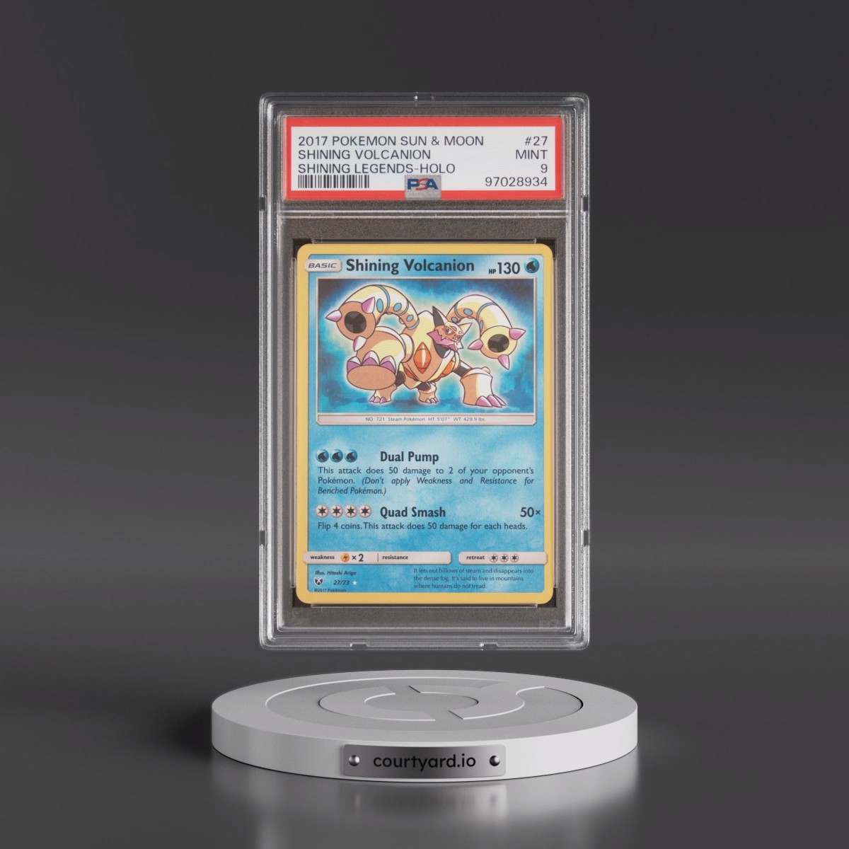 2017 Pokémon Sun & Moon Shining Legends #27 Shining Volcanion - Holo Holo (PSA 9 MINT)